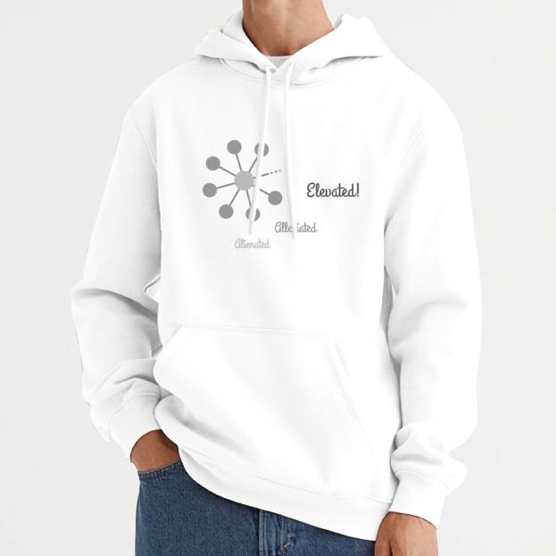 Men Full Sleeve Molecular Design Hoodie-White