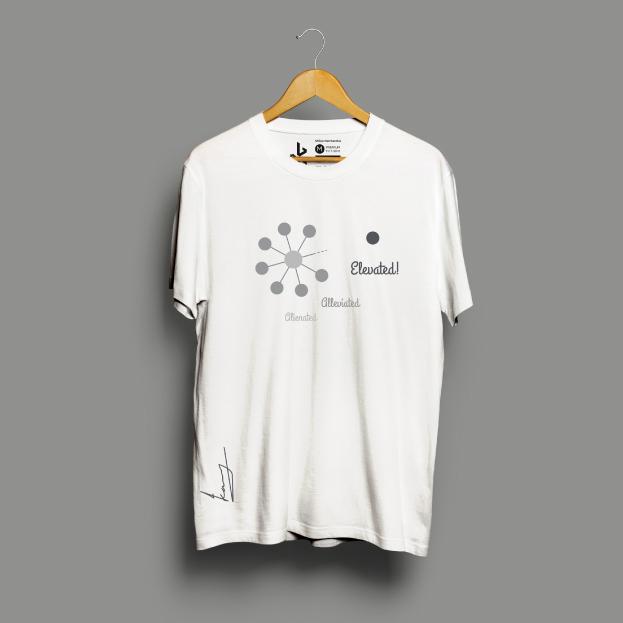 Men Half Sleeve Molecular Design Tshirt-White